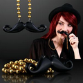Blank Beaded Black Mustache Necklaces
